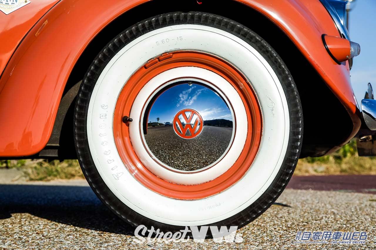 VW|1952年~1965年式|15インチ|スロットなし|ドーム型ハブキャップ|空冷ビートルのホイール年式変遷