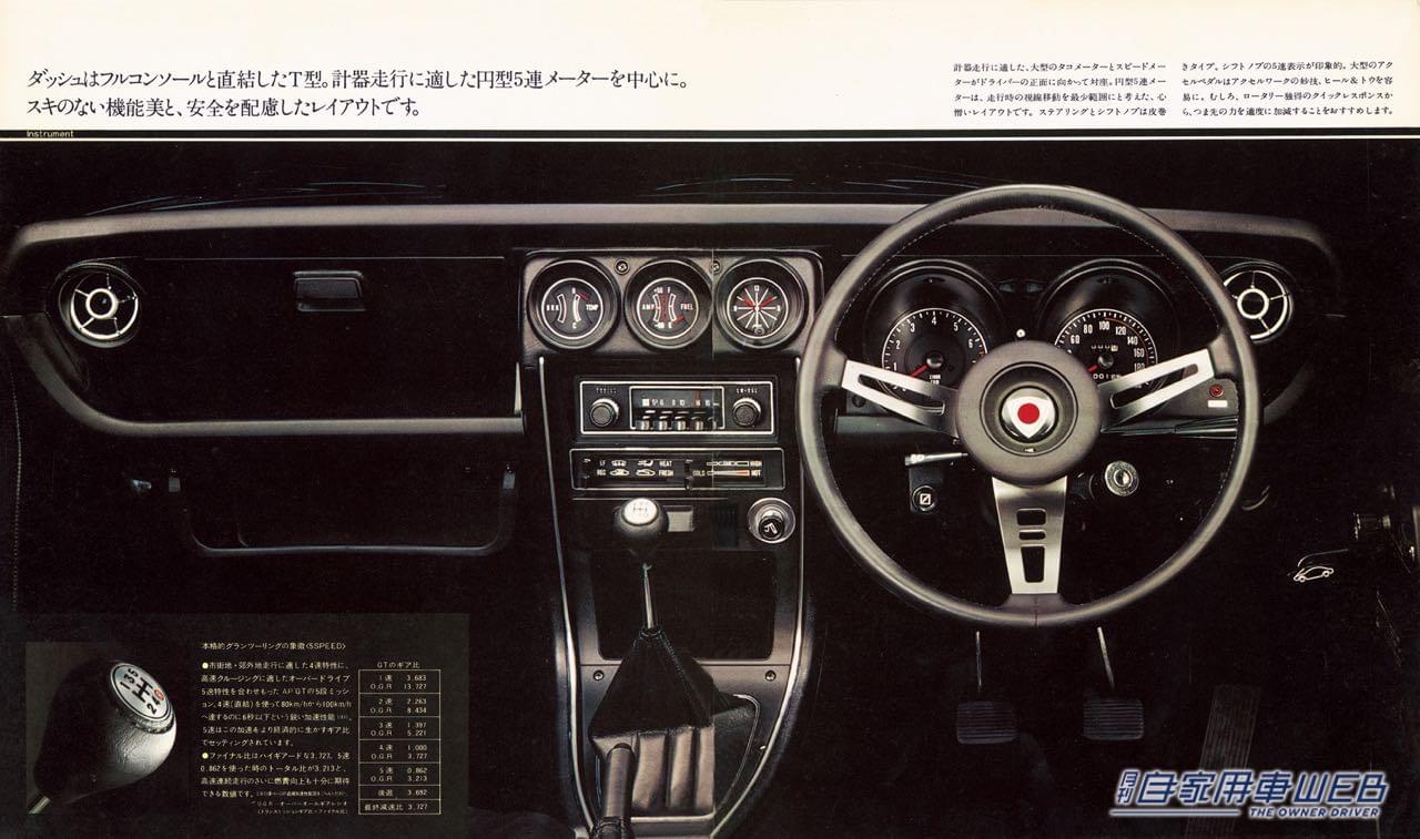 |「非常に美しい…」70年代が生んだ不朽の名作。アクセルを踏み込めば、最高速度は180キロ、ゼロヨン加速は15.9秒をマークする。