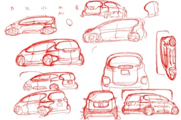気兼ねなく使えるツール感溢れるデザインを目指した、トヨタ新型シエンタのデザインスケッチを公開