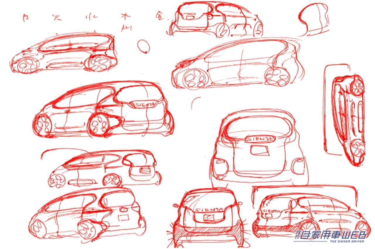 |気兼ねなく使えるツール感溢れるデザインを目指した、トヨタ新型シエンタのデザインスケッチを公開