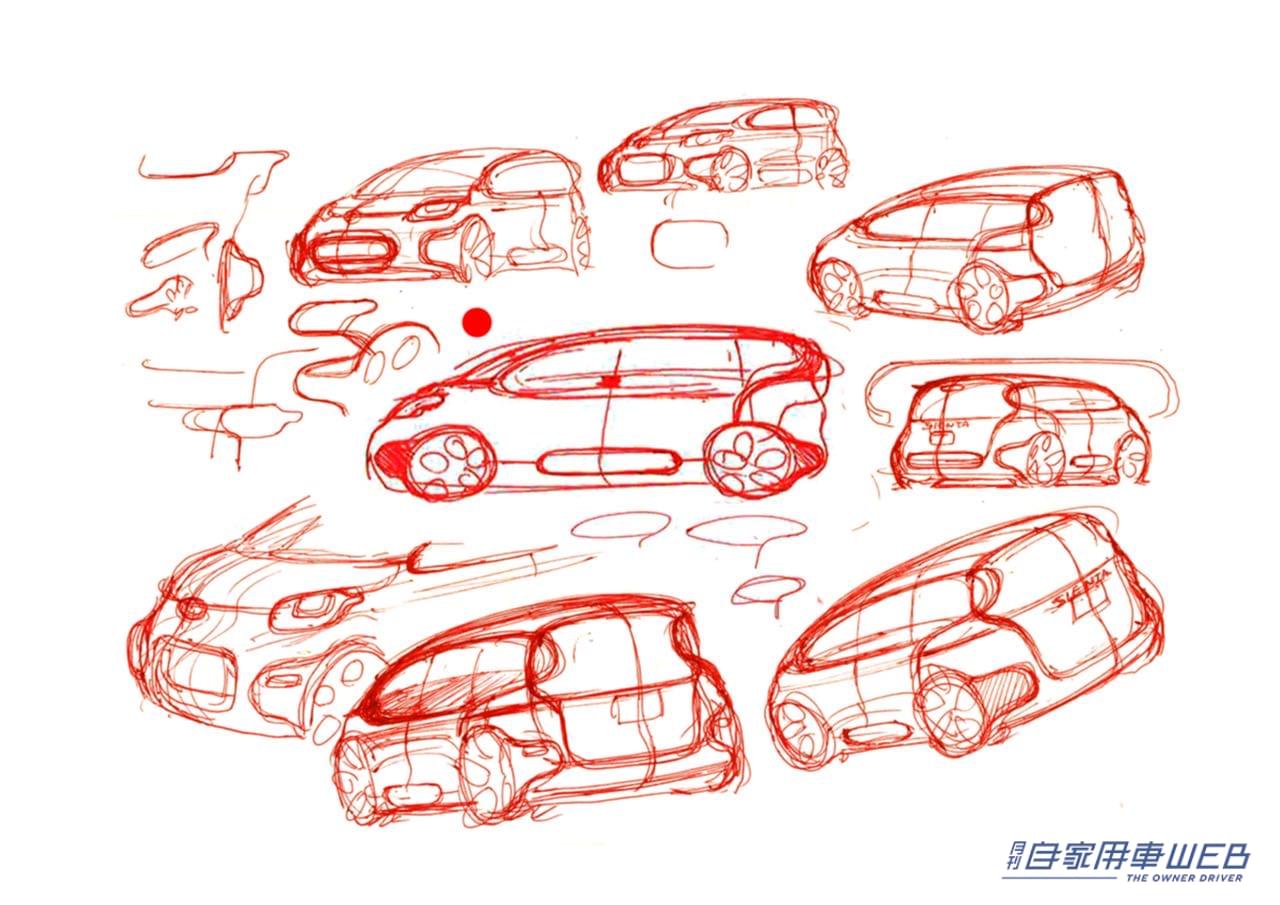 |気兼ねなく使えるツール感溢れるデザインを目指した、トヨタ新型シエンタのデザインスケッチを公開