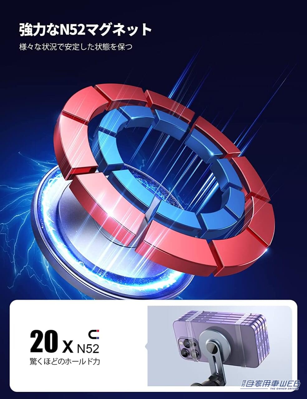 |耐荷重とホールド力がアップ!MagSafe対応 の360° マグネット車載ホルダーが便利!