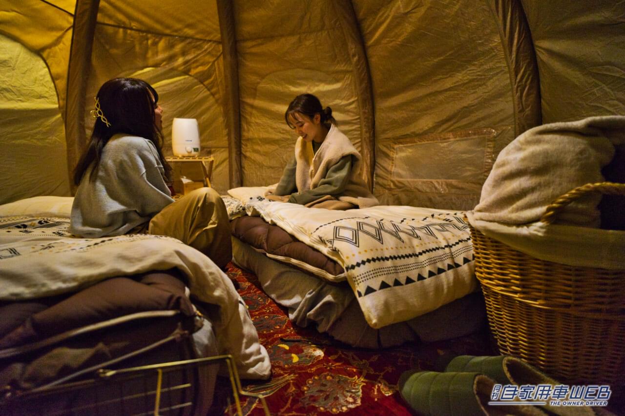 |半室内で安心!手ぶらでキャンプ『CAMPING TOWER』の冬季限定の宿泊プランは、あったかアイテム盛りだくさん!