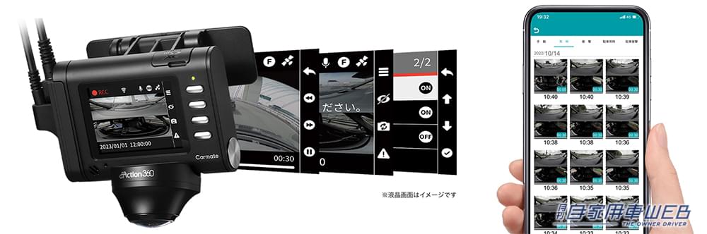 |2つのカメラで360度+前後の記録を可能に!『ダクション 360D DC3600R 』