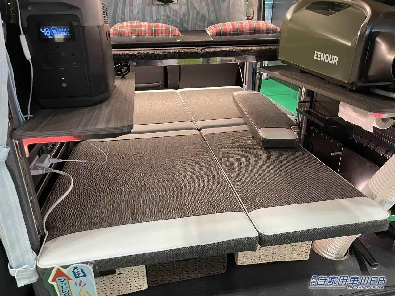 |DAIHATSUアトレーの軽キャンパー!二段ベッドの車内は広々快適でポータブルエアコンも!