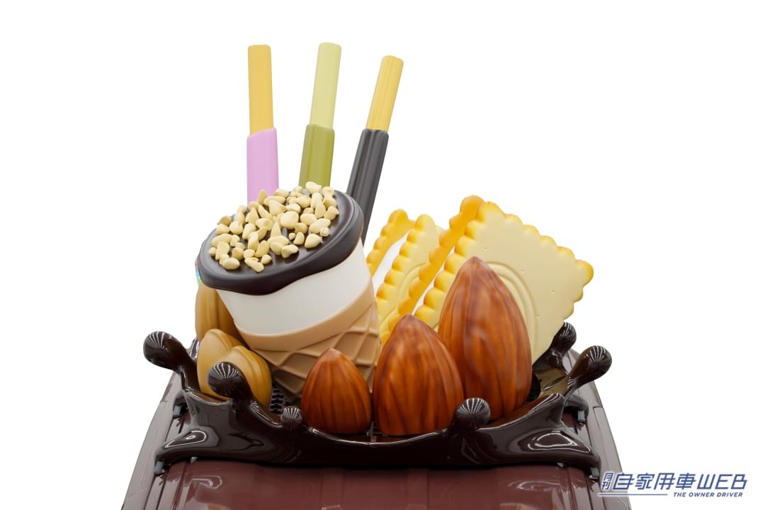 |巨大なポッキーが刺さってる!2代目「グリコワゴン」が登場!