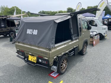 ミリタリー感抜群のカスタム軽トラ！　まるで軍用車のような仕上がりだ