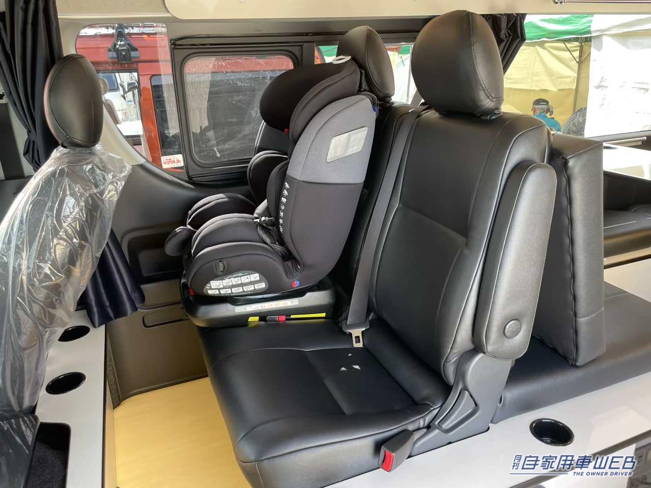 |ウォークスルー構造がめちゃ便利!乗れます、寝れます、積めます。チャイルドシートOK!家族で楽しむキャンピングカー。