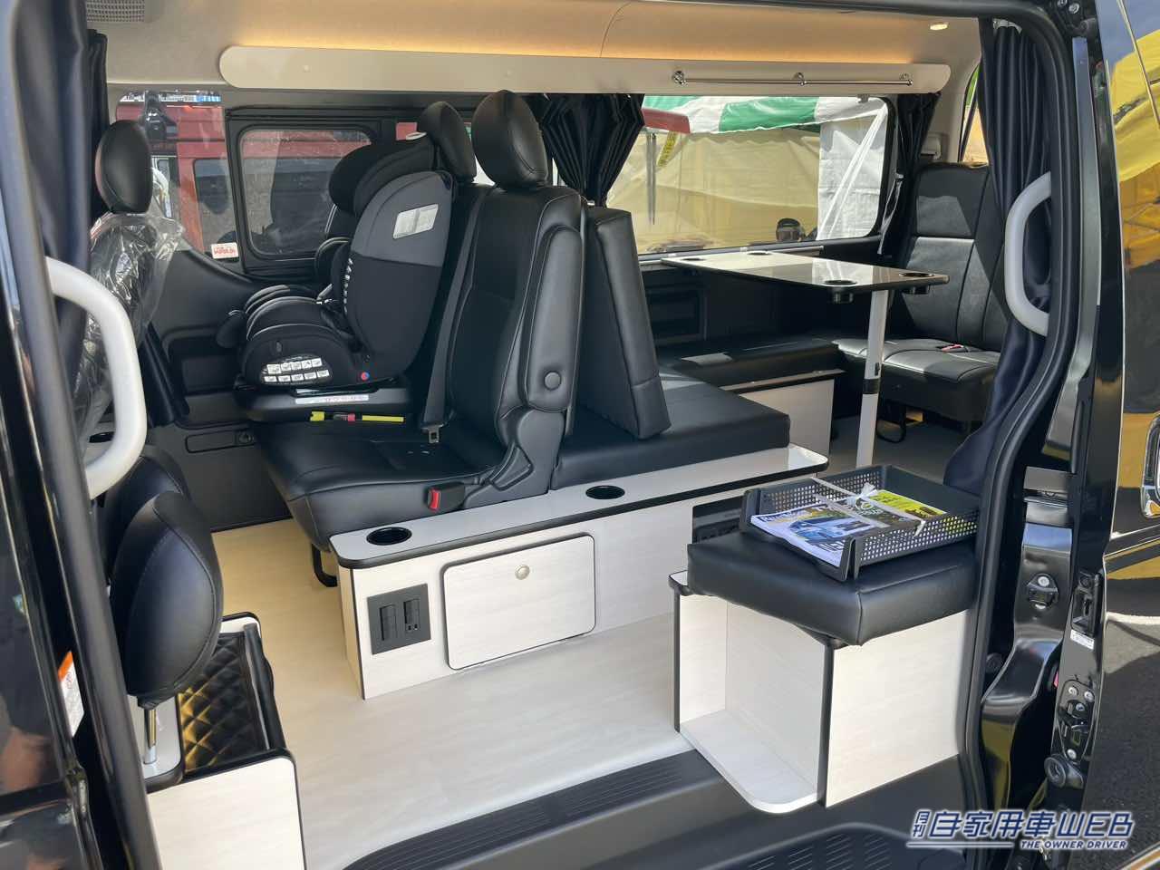 チャイルドシートが問題なく設置できるのはうれしい。|ウォークスルー構造がめちゃ便利!乗れます、寝れます、積めます。チャイルドシートOK!家族で楽しむキャンピングカー。