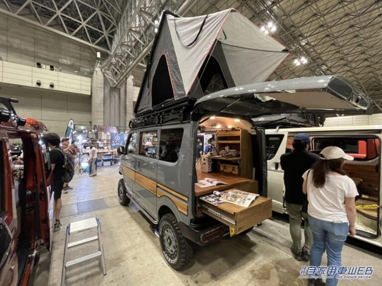 ルーフ上のポップアップテント。|斬新だぞ「軽バン」キャンパーカスタム。ジムニー過ぎる!スズキ エブリイがベースの釣り仕様!この迫力で軽自動車なんだ…