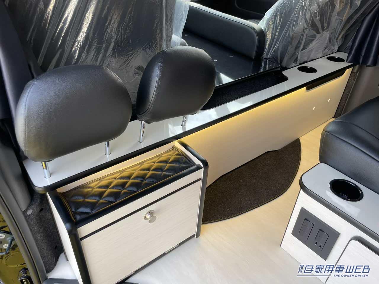 |ウォークスルー構造がめちゃ便利!乗れます、寝れます、積めます。チャイルドシートOK!家族で楽しむキャンピングカー。