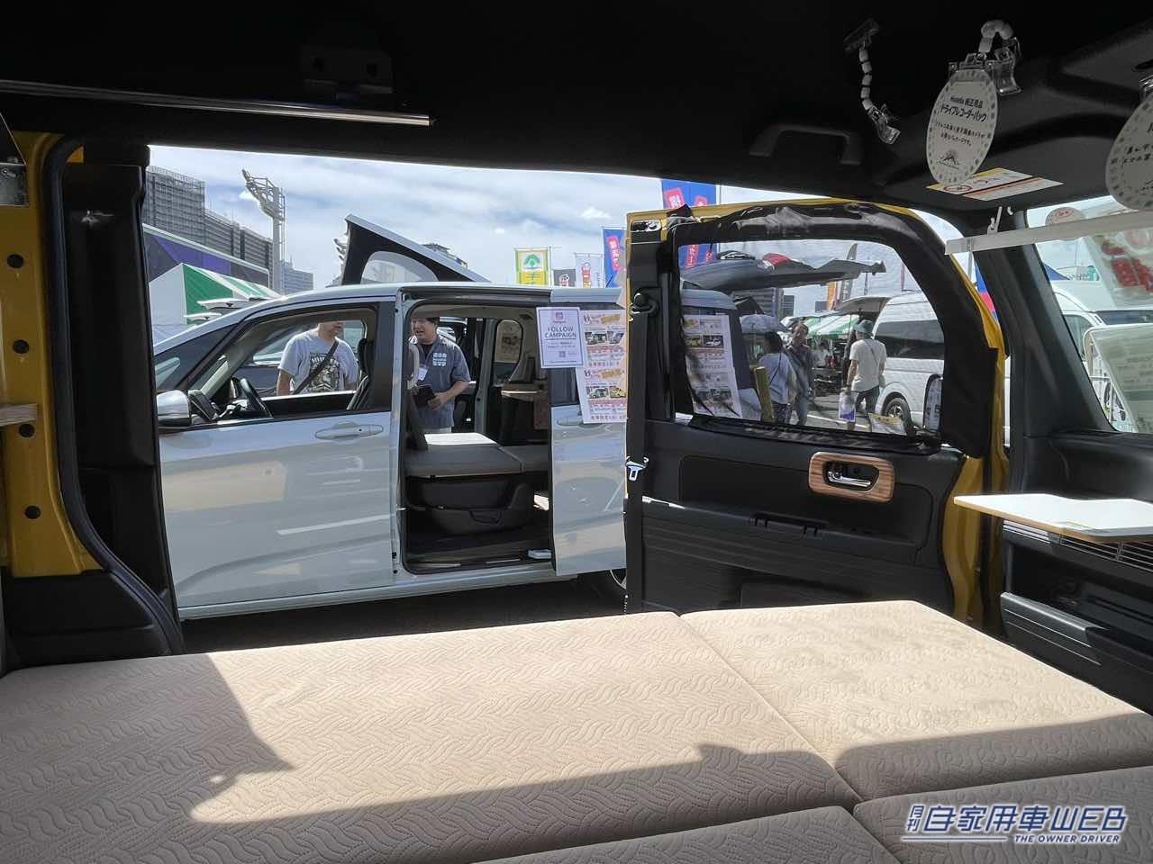 |1列目までフラットに! 広々とした車内が魅力のホンダN-VANがベースの軽キャンパー