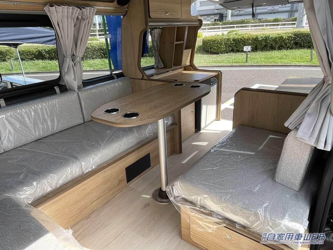 |ボックスシートを広めに確保し、必要装備は後方に! トヨタ ハイエースがベースのキャンパー