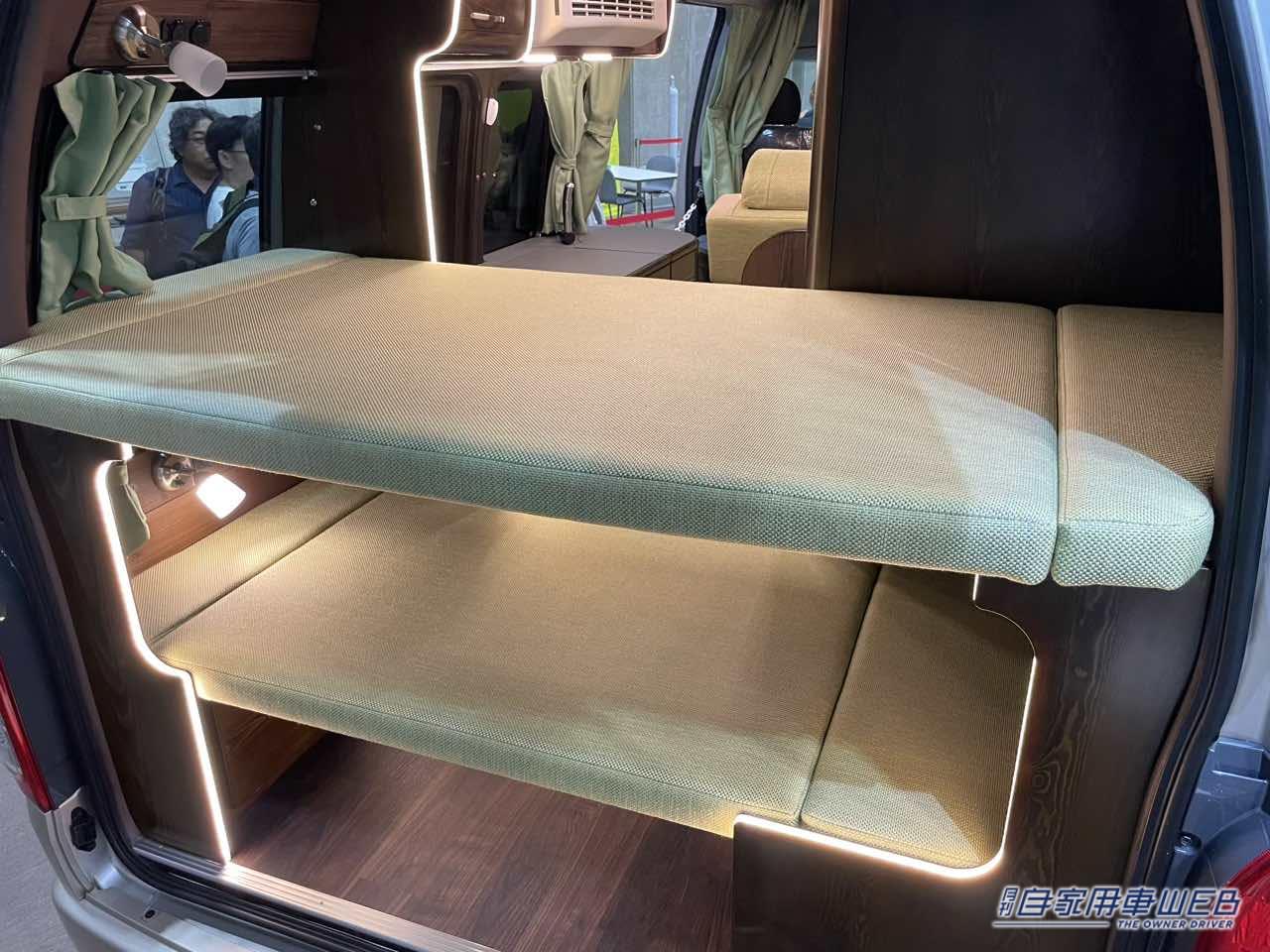 |間接照明も取り入れた、明るく落ち着きある車内が美しい! トヨタ ハイエースがベースのキャンパー