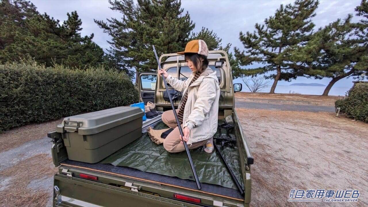 |軽トラックの荷台で車上泊チャレンジ! トラブルもあったけど最高の夜が過ごせました!!