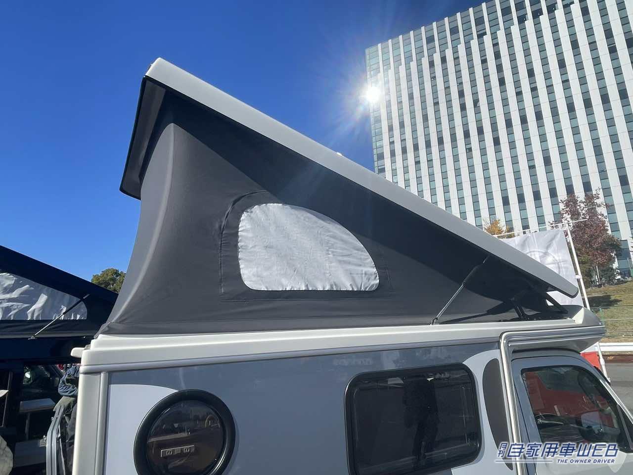 |天井の高い車内は快適ボックスシート! ダイハツ ハイゼットトラックがベースの軽キャンパー