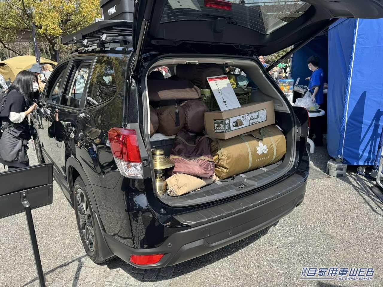 |テントと自転車がルーフに! 荷物だってこんなに積める! アウトドア仕様のフォレスターとレヴォーグ レイバック【アウトドアデイジャパン東京】