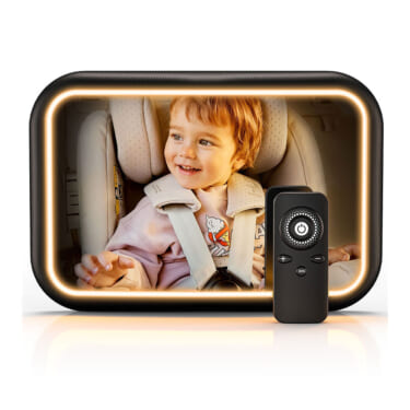 暗い車内でもよく見える! LEDライト付きベビーミラー「K-MIRA09」