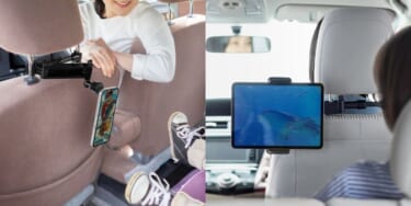 後部座席用のスマホホルダーは簡単便利! タブレット用もラインナップ