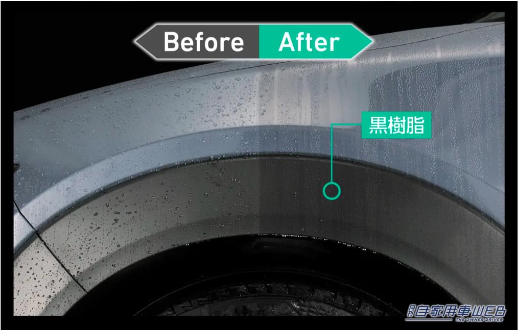 黒樹脂パーツの撥水比較|「…嘘でしょ? 黒樹脂が」SUVに最適!黒さは際立ってナンボ。5年の歳月をかけて完成した高機能コーティング剤。