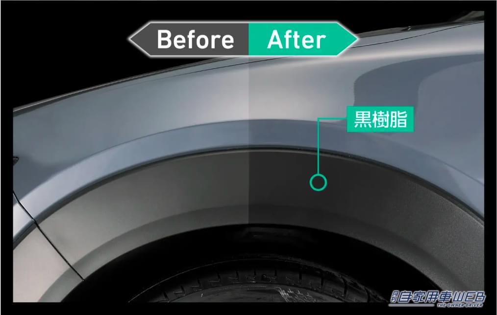 黒樹脂パーツの艶比較|「…嘘でしょ? 黒樹脂が」SUVに最適!黒さは際立ってナンボ。5年の歳月をかけて完成した高機能コーティング剤。