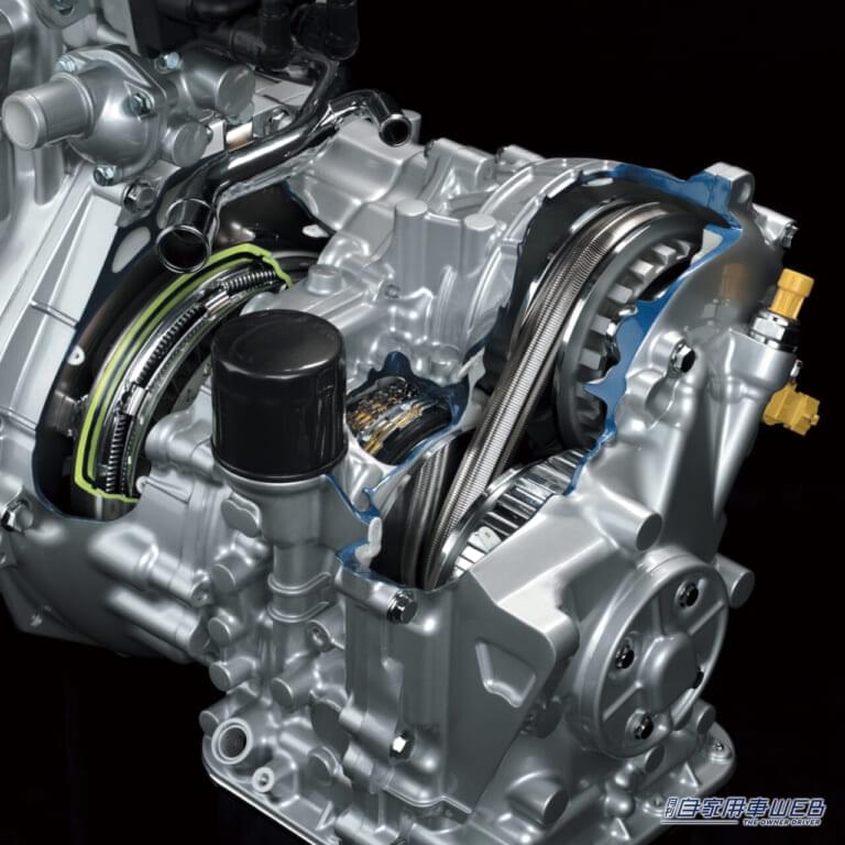 ジャトコが開発した副変速機を内蔵したCVT。