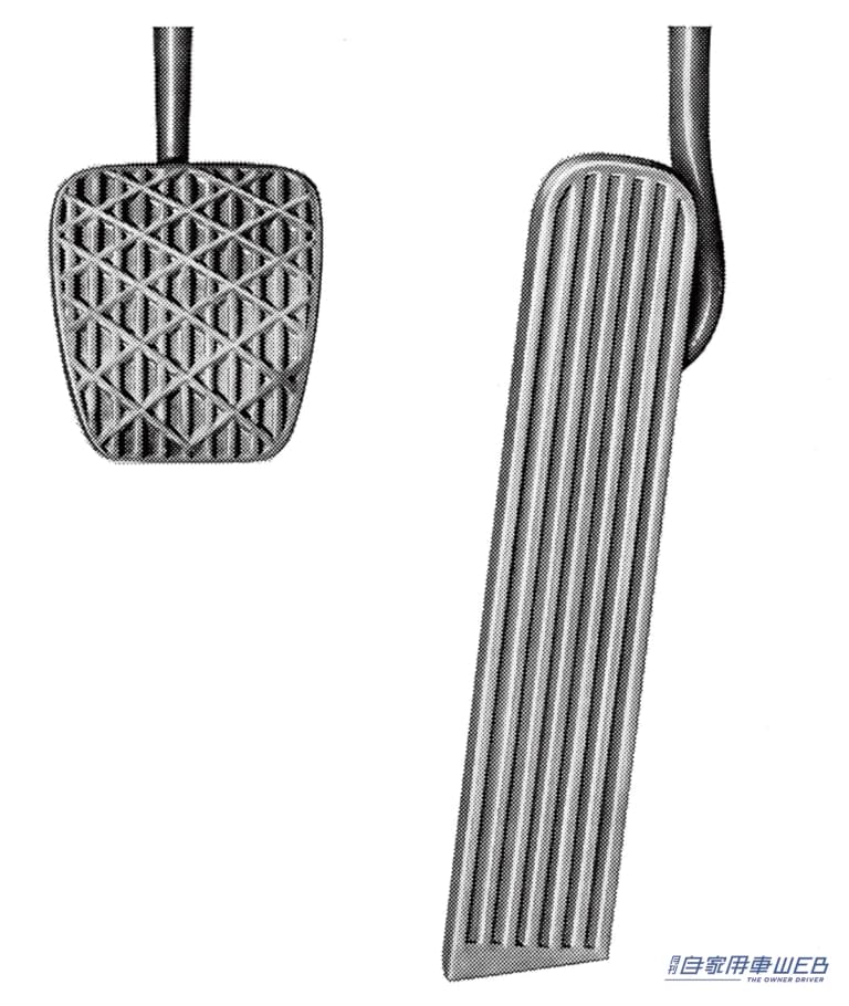 1961年、ベンツがATを初採用した時の広告|1960年代のベンツの広告。シンプルだが伝えたいことがひと目でわかる。「アクセルペダルとブレーキペダル」