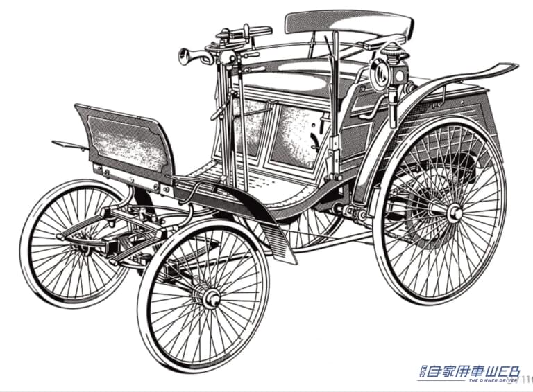 1895年に製造されたベンツ|「革新的な方式」「FF車の元祖」イギリス生まれの超有名な名車が、今の自動車の礎となった。小さなボディにエンジン横置きレイアウトの発明。