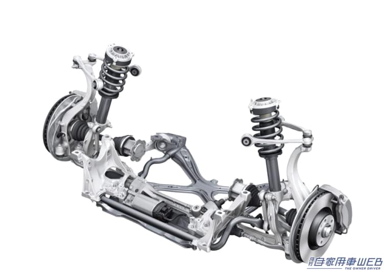 アウディA4のフロントサスペンション。|「100mm低くしろ…」日本が誇る自動車メーカーが開発。世界の各社が模倣した技術は、スタイリッシュなデザインを実現するための難題が発端だった。