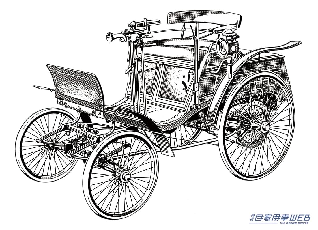 1902年に製造されたベンツ。|「100mm低くしろ…」日本が誇る自動車メーカーが開発。世界の各社が模倣した技術は、スタイリッシュなデザインを実現するための難題が発端だった。