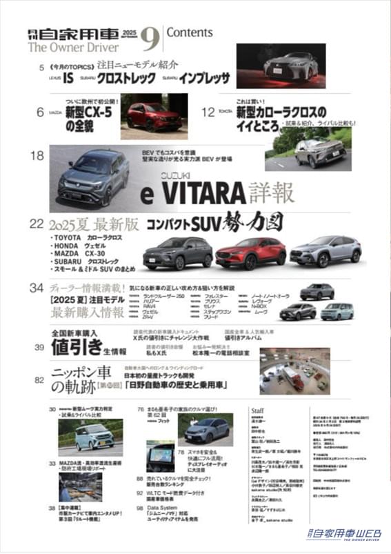 |【月刊自家用車9月号発売】新型カローラクロス魅力解剖/新型CX-5の全貌/新型ムーヴ試乗リポート/e VITARA先行試乗/最新注目モデル攻略大作戦/全国新車値引き生情報etc.
