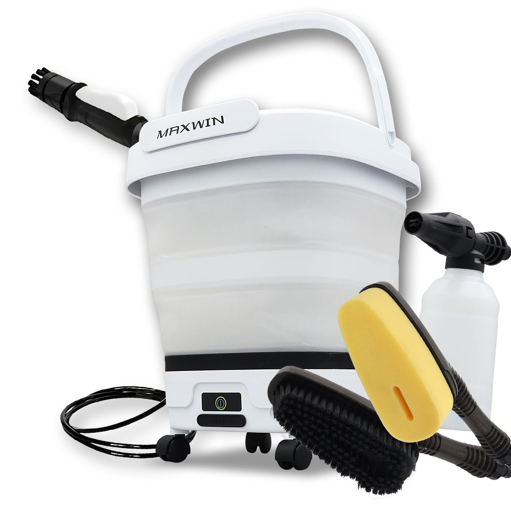 |「フォームガン付き」が嬉しい!どこでも「泡洗車」ができる優れモノが新発売【MAXWIN・折り畳み式電動洗車バケツ】