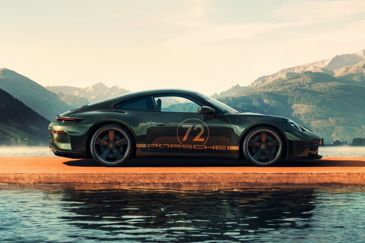 初代911デザイナーの愛車をオマージュした限定モデル「911 GT3 90 F.A.ポルシェ」。創業家公認の特別なグリーンメタリックを採用