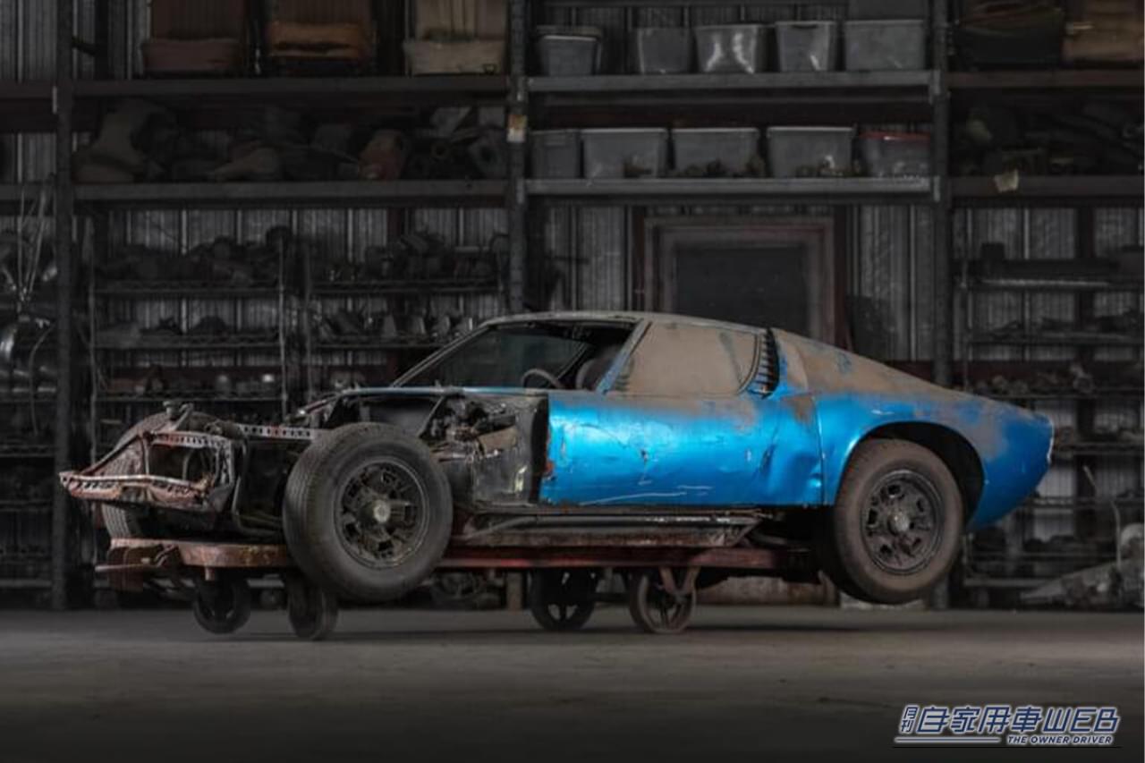 1969年製ランボルギーニ・ミウラP400Sの事故車｜［1億5000万円で落札］倉庫で眠っていた鉄くず同然の事故車。実は世界に338台の幻の名車だった。フェラーリを突き放した奇跡のモデル