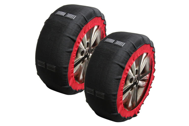 MAXWINのゴムピン搭載布製タイヤチェーン「K-TIR07」｜「これはグリップ力高そう…」雪にガッチリ食い込む布製チェーン発見！ 鮮やかカラーでデザイン性も抜群！