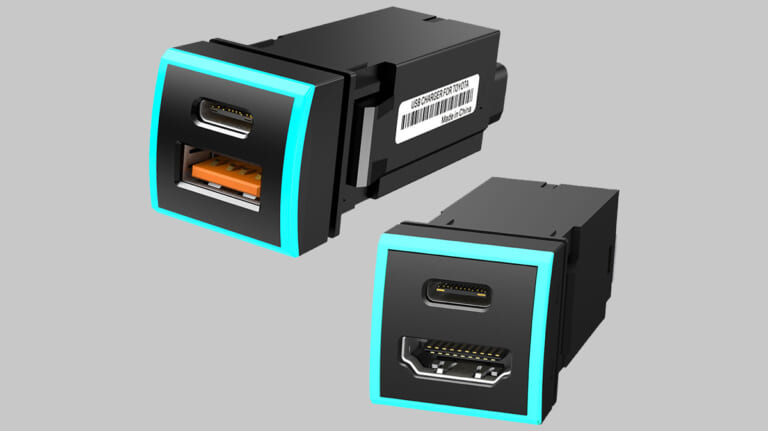 「まるで純正」「スッポリとハマる」使っていないスペースにぴったりフィット。おしゃれなLEDライト搭載で視認性バッチリの車載USB&HDMI増設キット