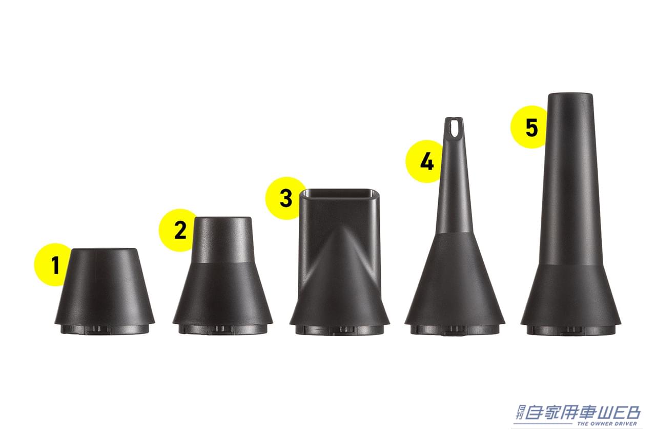 サンワサプライの充電式電動エアダスター「CD-ADE9BK」に付属する5つのノズル｜「コレめっちゃいい…」超コンパクトなのにパワフル。充電式だから安全に使える！ 誰もが知る日本メーカーのアイテムを紹介