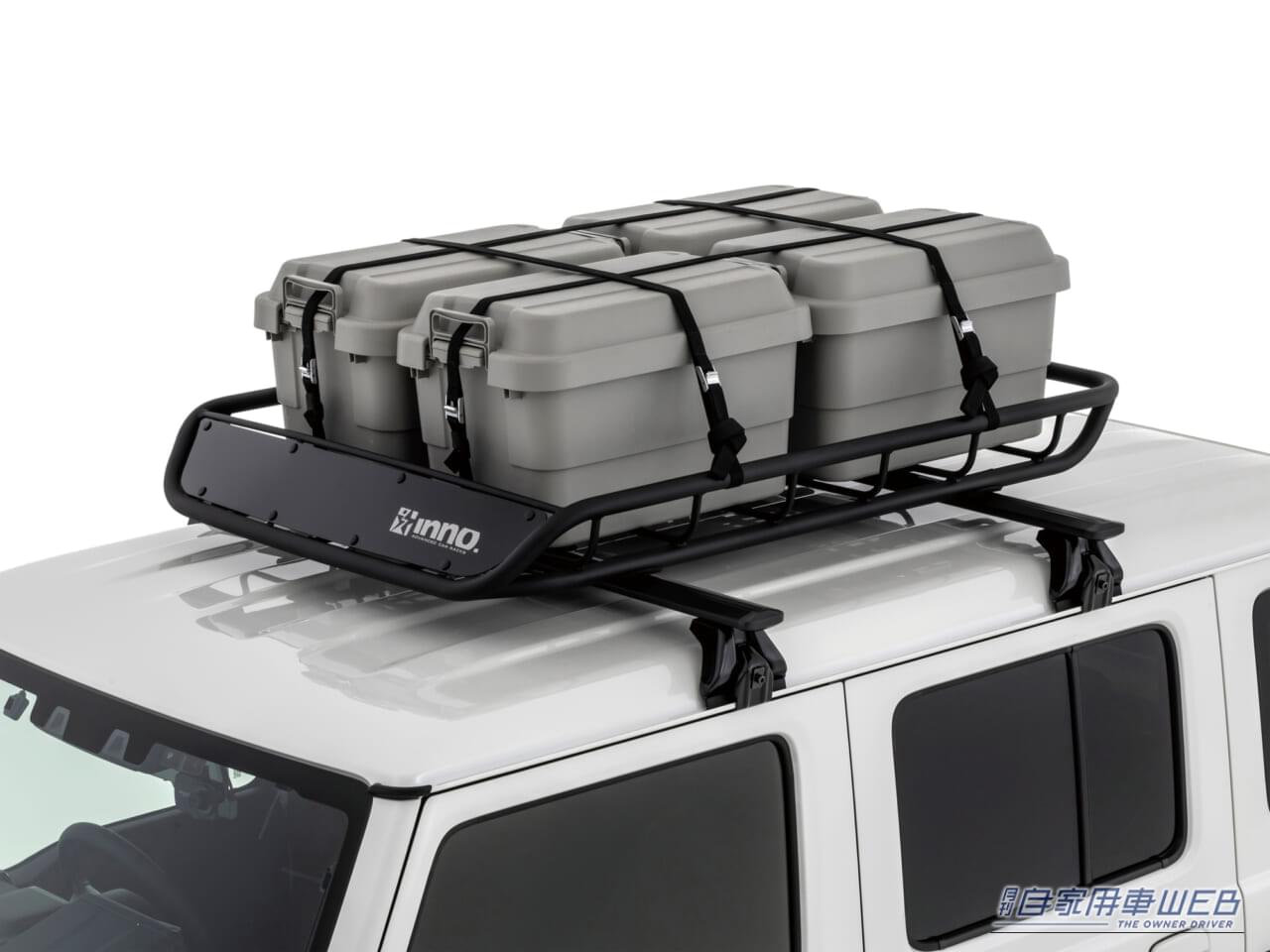 INNO ルーフバスケット100(INT501BK|「すぐ使える!」組み立て不要で愛車が冒険仕様に。SUVから軽まで似合う“タフでスマート”な新型ルーフバスケットが登場