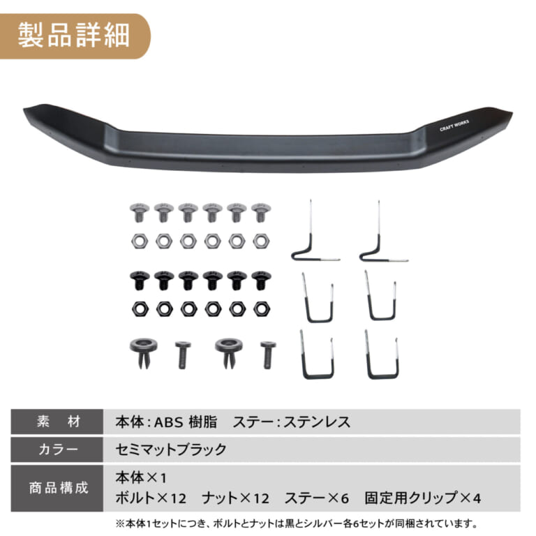 クラフトワークスのバグガードの商品内容｜「えっ…そんな効果があったんだ？」SUV車でよく見る黒いパーツ。実はちゃんと機能があった！これからの季節に装備したいカスタムパーツを紹介
