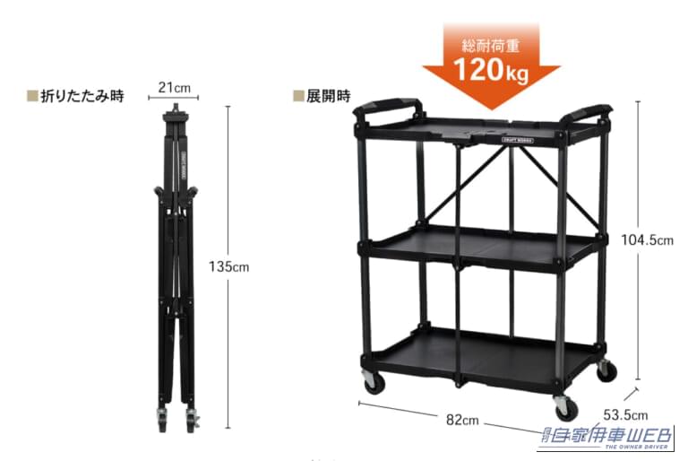 クラフトワークス クラフトワゴン（ファンスタンダード）総耐荷重120kgモデル｜「この発想はなかった…」とんでもない格納性！クルマの空いたスペースにもスッポリ積載。一度使うと手放せない、超便利アイテムを紹介！［クラフトワゴン］