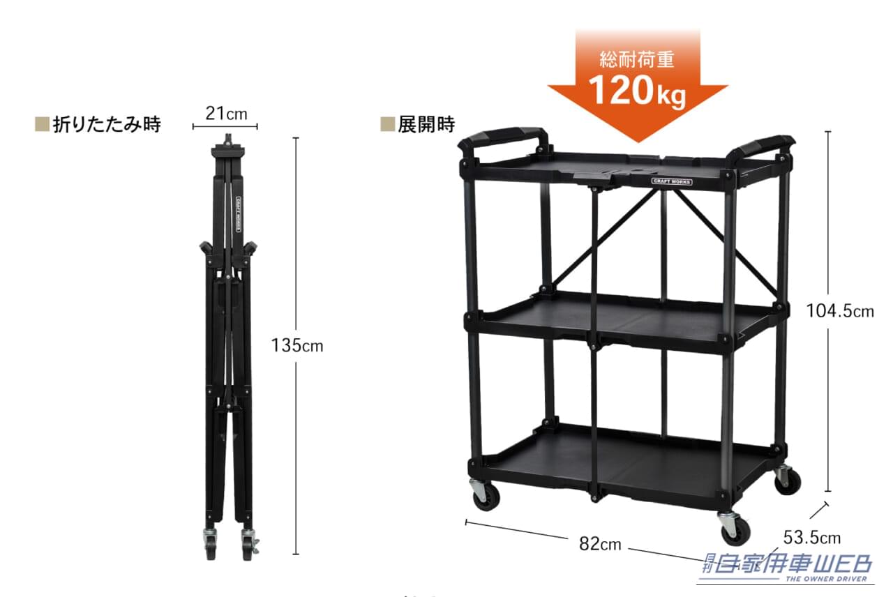 クラフトワークス クラフトワゴン（ファンスタンダード）総耐荷重120kgモデル｜「この発想はなかった…」とんでもない格納性！クルマの空いたスペースにもスッポリ積載。一度使うと手放せない、超便利アイテムを紹介！［クラフトワゴン］