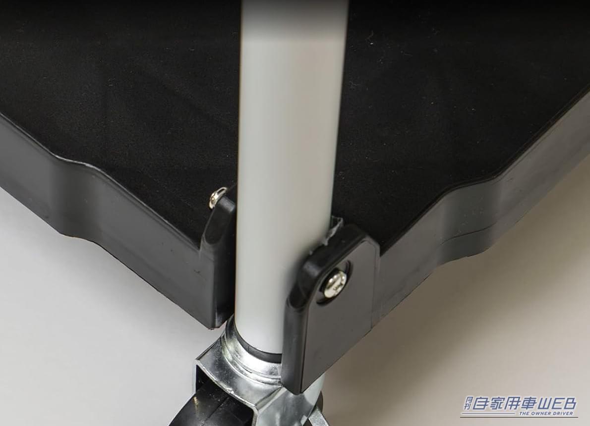 CRAFT WORKS（クラフトワークス）のクラフトワゴンの、アルミ合金製のフレーム部分｜「この発想はなかった…」とんでもない格納性！クルマの空いたスペースにもスッポリ積載。一度使うと手放せない、超便利アイテムを紹介！［クラフトワゴン］