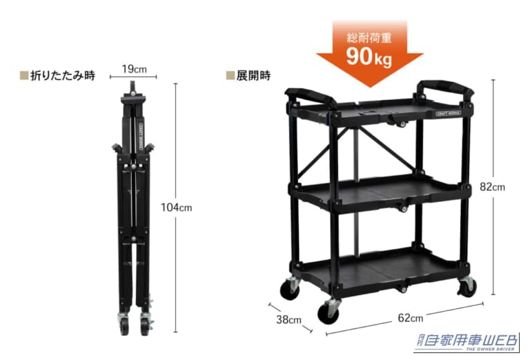 クラフトワークス クラフトワゴン（ファンスタンダード）総耐荷重90kgモデル｜「この発想はなかった…」とんでもない格納性！クルマの空いたスペースにもスッポリ積載。一度使うと手放せない、超便利アイテムを紹介！［クラフトワゴン］