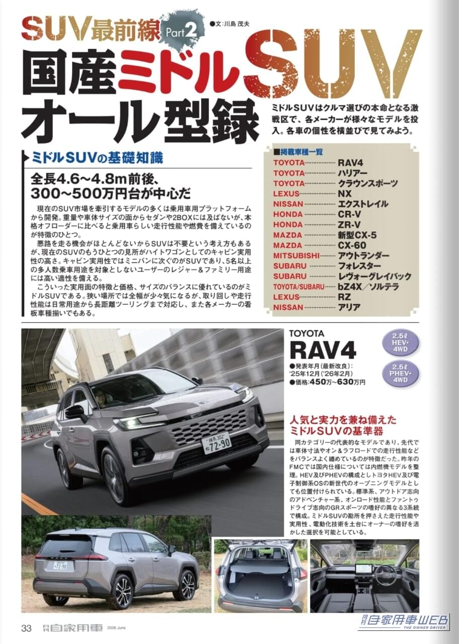 月刊自家用車2026年6月号｜【月刊自家用車6月号発売】こんなホンダを待ってた！「新型Super-ONE」先行試乗/先取り研究「新型ランドクルーザーFJ」「新型エルグランド」「新型CX-5」/ベストセラーコンパクト「新型ヤリス」の実力etc.