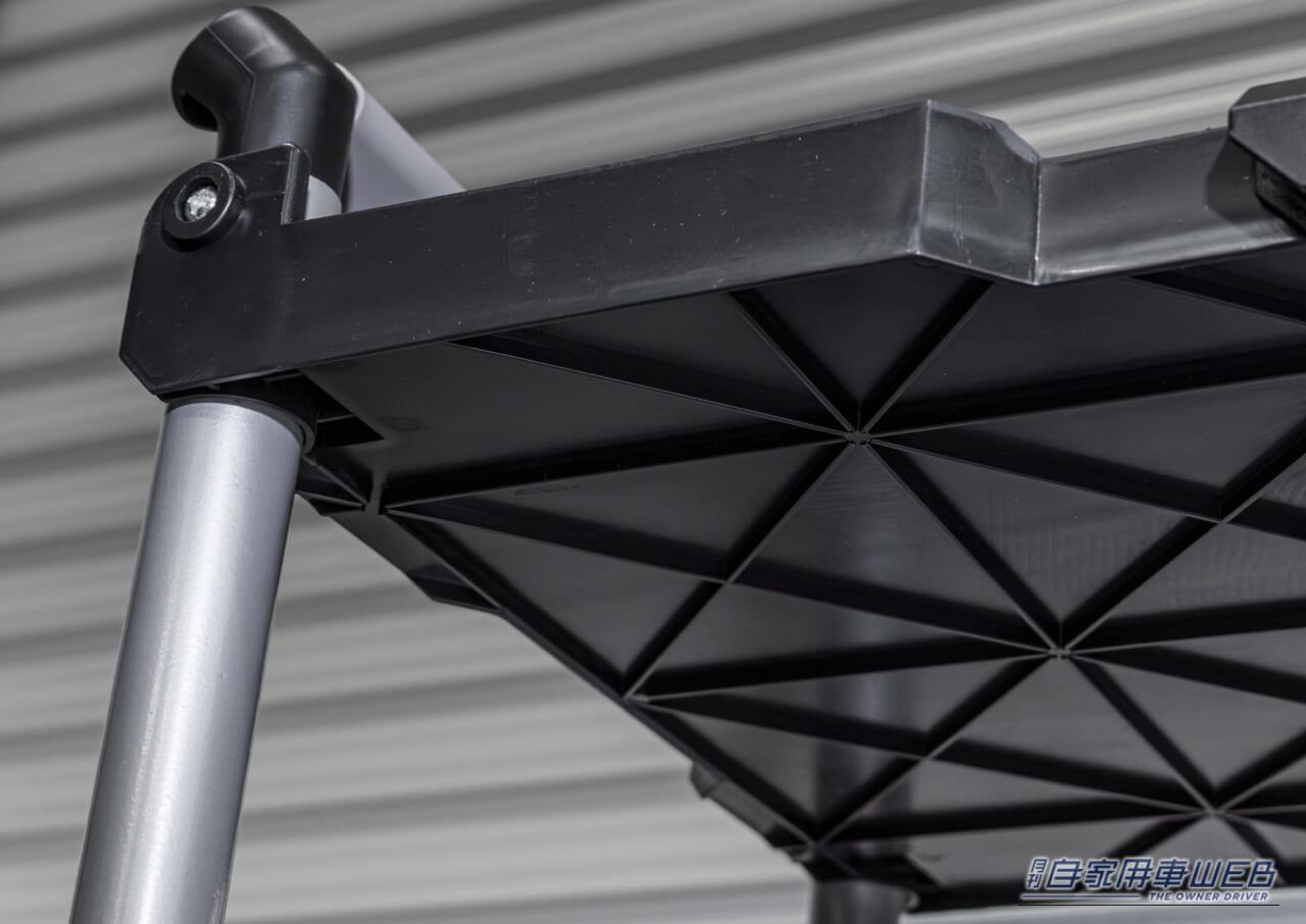 クラフトワークス クラフトワゴン（ファンスタンダード）のトレイ補強部分｜「この発想はなかった…」とんでもない格納性！クルマの空いたスペースにもスッポリ積載。一度使うと手放せない、超便利アイテムを紹介！［クラフトワゴン］