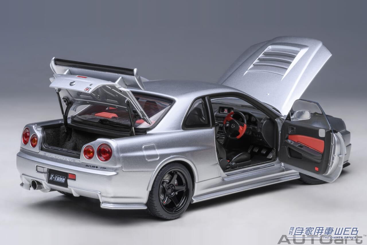 オートアート製1/18スケールモデルカー 日産 NISMO R34 GT-R Z-tune シルバー|「ウソだろ…実車かと思った」R34 GT-Rの超リアルな1/18モデルカー。シルバーのボディカラーが美しい! オートアート製「NISMO Z-tune」