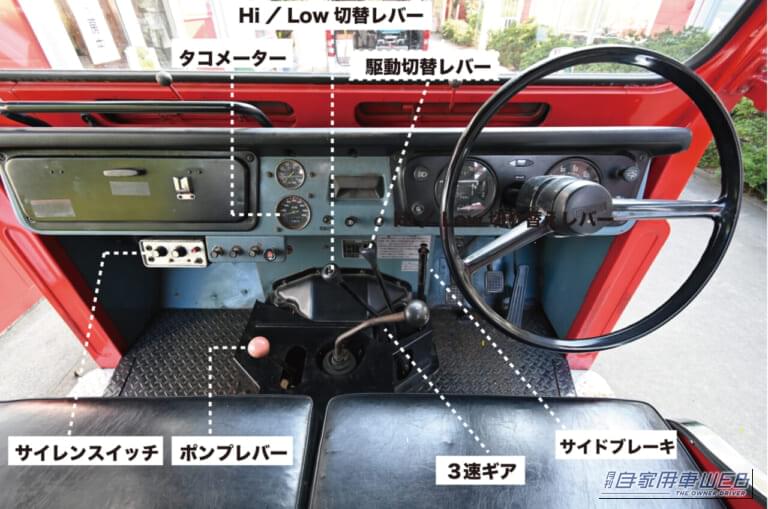 J-FH61型ファイヤーパトロール消防ポンプ自動車(1979年)運転席|火のある所にいち早く参上! 昭和を支えた真紅の名車!【シリーズ:はたらくクルマ】