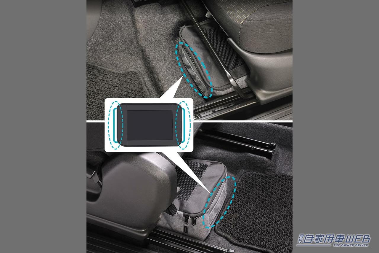 カーメイト CX531K ジムニー専用 助手席下収納バッグ｜「ココ、活用しないのはもったいない…」デッドスペースにスッポリとハマる！ 愛車をさりげなくバージョンアップ！ 目立たないのが嬉しい［カーメイト CX531K］