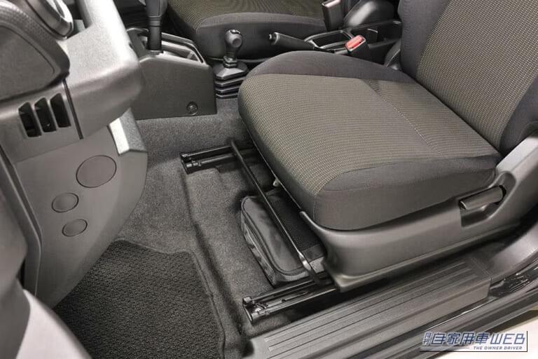 カーメイト CX531K ジムニー専用 助手席下収納バッグ 設置例｜「ココ、活用しないのはもったいない…」デッドスペースにスッポリとハマる！ 愛車をさりげなくバージョンアップ！ 目立たないのが嬉しい［カーメイト CX531K］