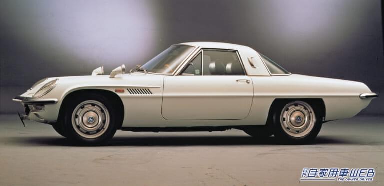 1967年 マツダ MAZDA コスモスポーツ 前期型 サイドビュー｜「まるで宇宙船」「62年前のクルマとは思えない…」フォルムが斬新すぎるマツダの名車。実はメーカーの生き残りを賭けた一大プロジェクトで生まれたモデルだった！